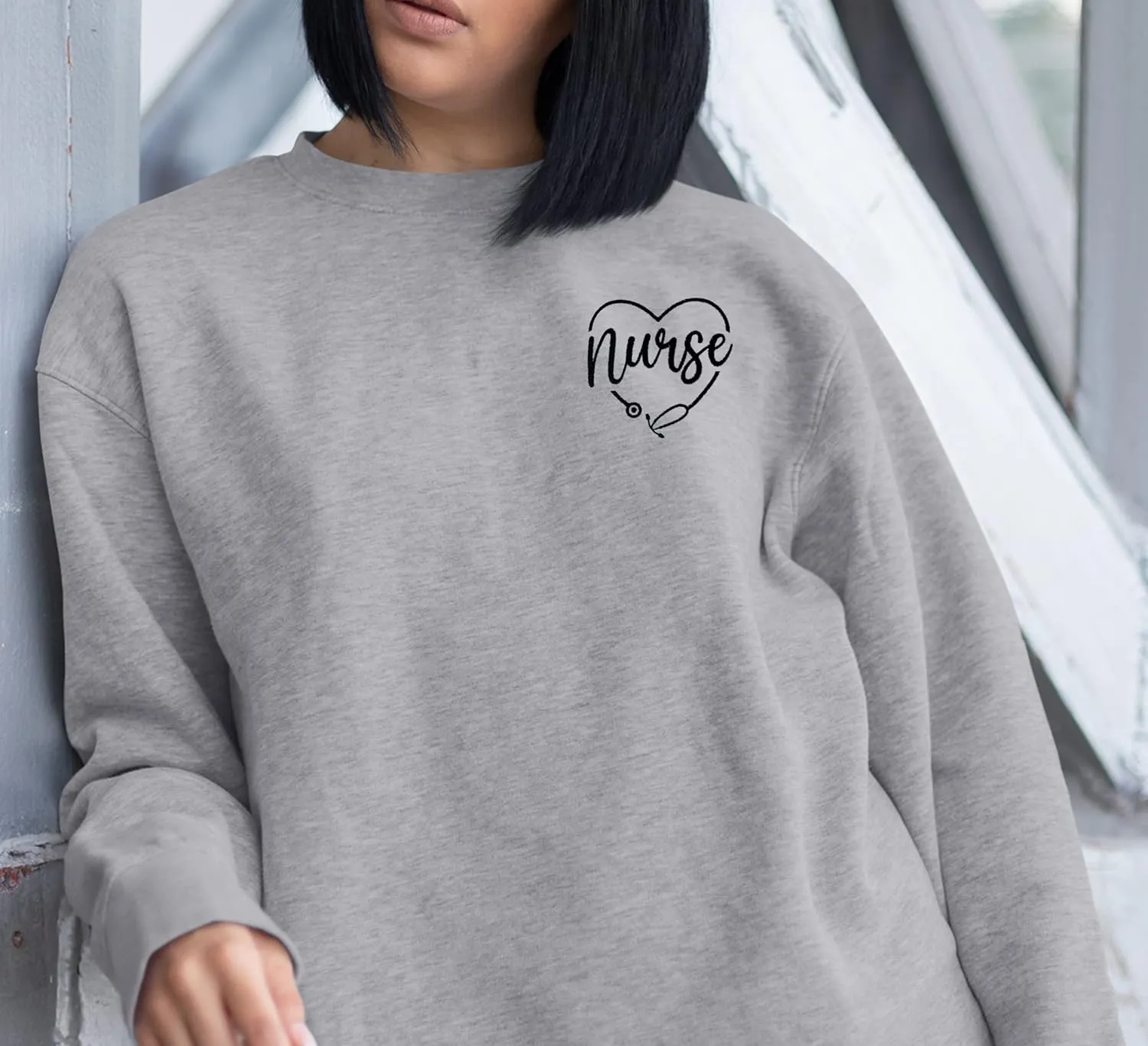 Custom Embroidered Nurse Sweatshirt Personalized Stethoscope Nurse Life Sweatshirt