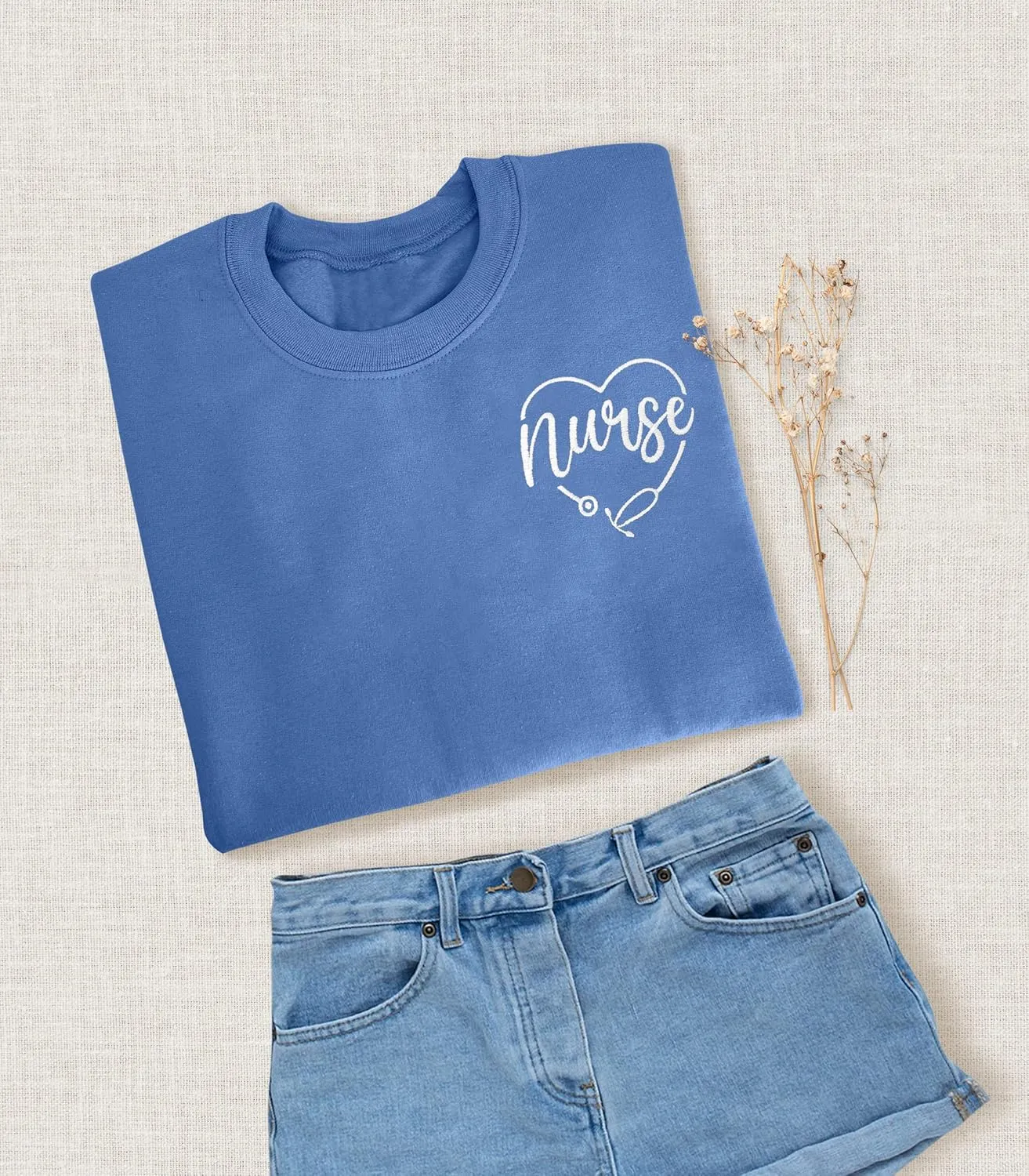 Custom Embroidered Nurse Sweatshirt Personalized Stethoscope Nurse Life Sweatshirt