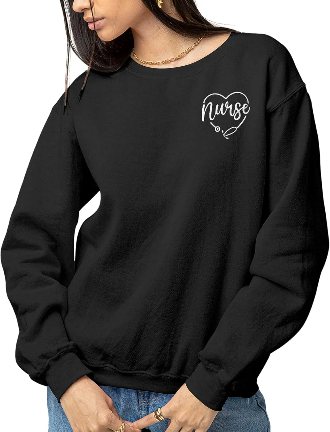 Custom Embroidered Nurse Sweatshirt Personalized Stethoscope Nurse Life Sweatshirt
