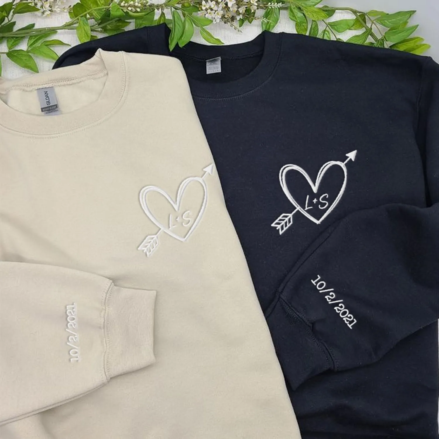 Custom Embroidered Roman Numeral Sweatshirt, Matching Sweatshirts for Couples, Couples Sweatshirt Valentine's Gift