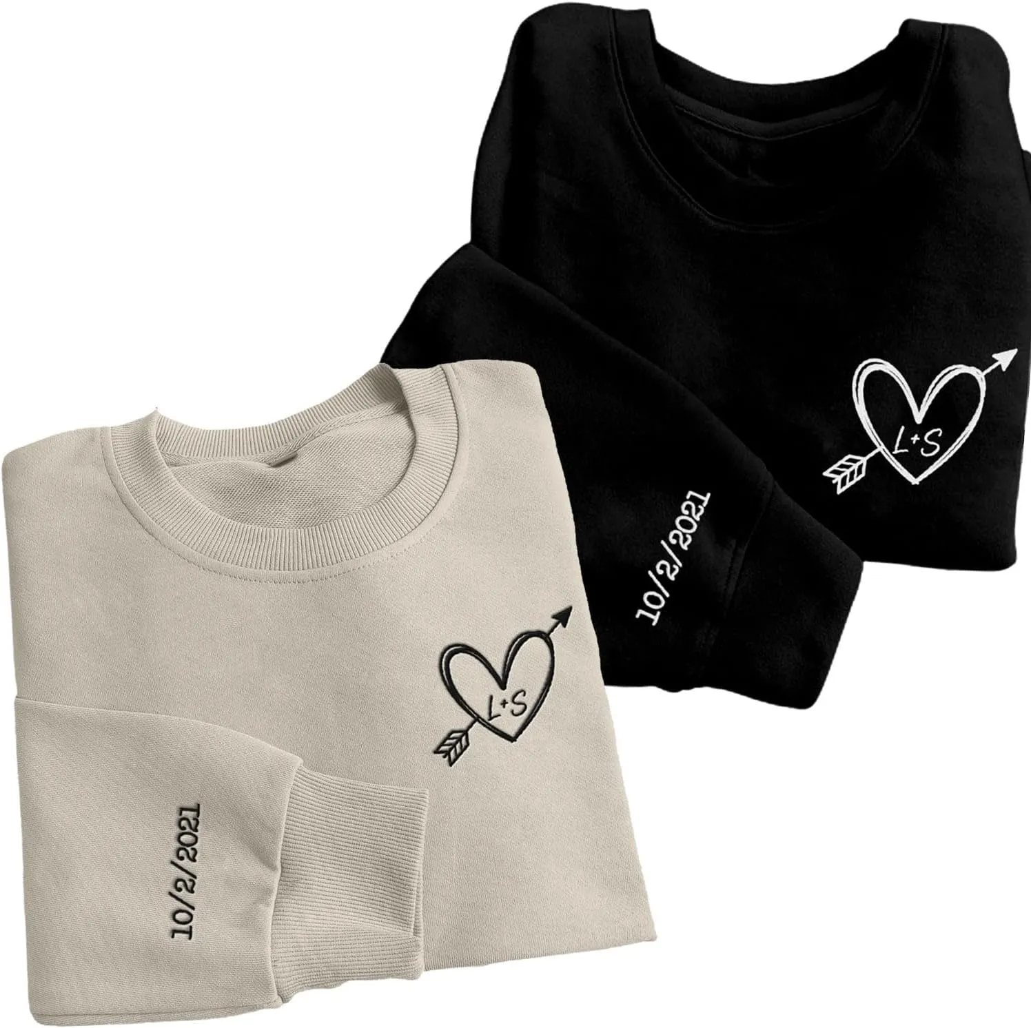 Custom Embroidered Roman Numeral Sweatshirt, Matching Sweatshirts for Couples, Couples Sweatshirt Valentine's Gift