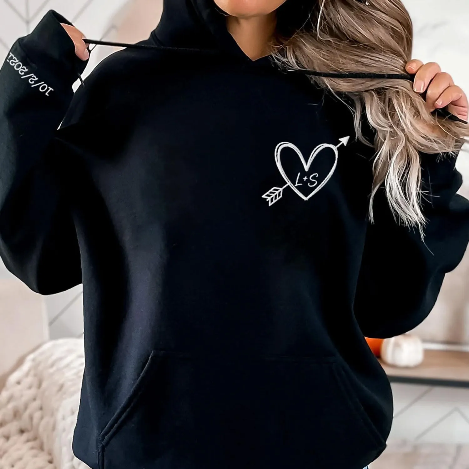Custom Embroidered Roman Numeral Sweatshirt, Matching Sweatshirts for Couples, Couples Sweatshirt Valentine's Gift