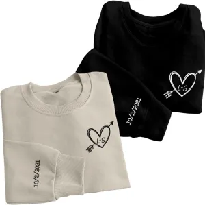 Custom Embroidered Roman Numeral Sweatshirt, Matching Sweatshirts for Couples, Couples Sweatshirt Valentine's Gift