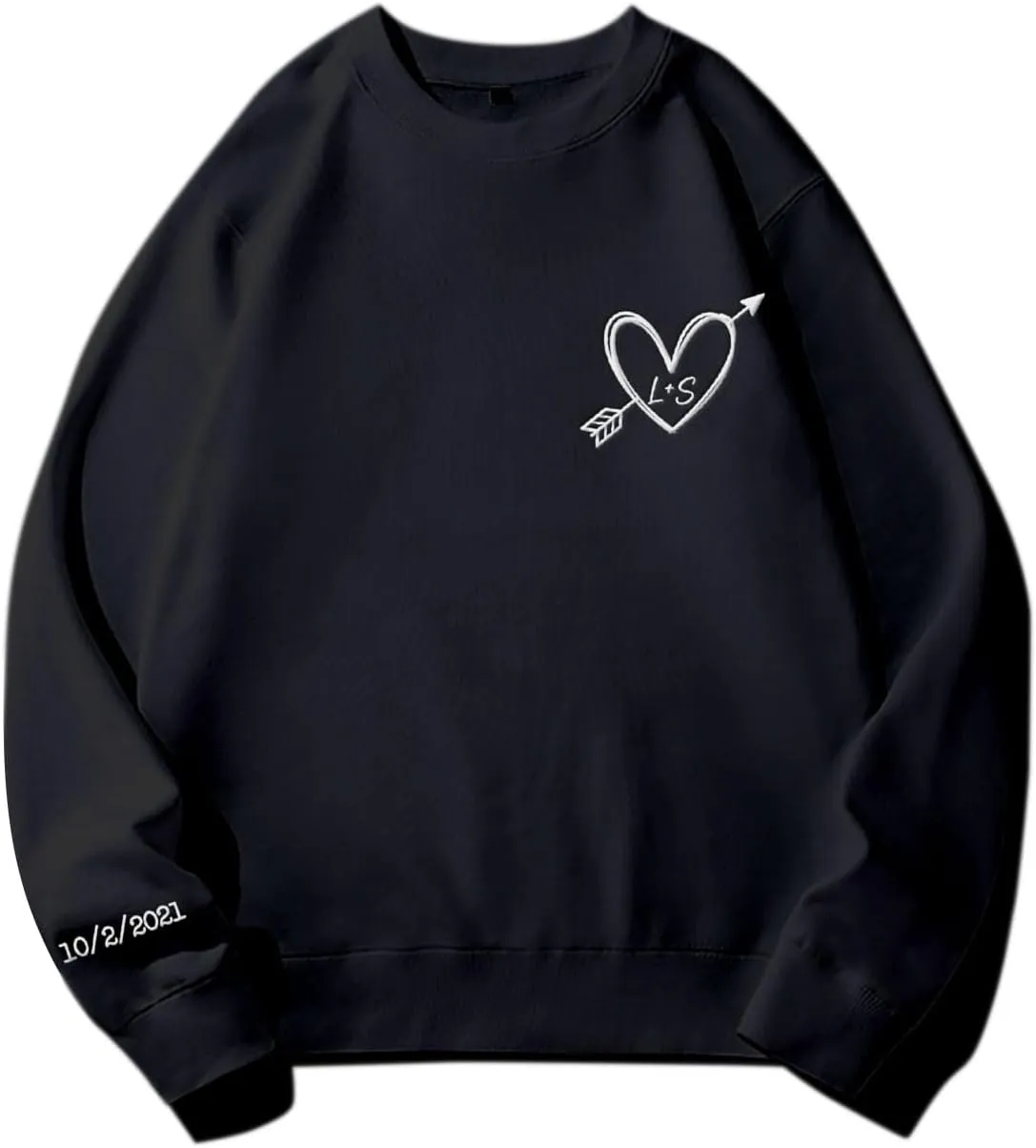 Custom Embroidered Roman Numeral Sweatshirt, Matching Sweatshirts for Couples, Couples Sweatshirt Valentine's Gift