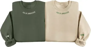 Custom Embroidered Roman Numeral Sweatshirts for Couples, Personalized Wedding or Anniversary Date, His and Hers Matching Crewneck, Custom Initials, Valentine's Day Gift, Christmas