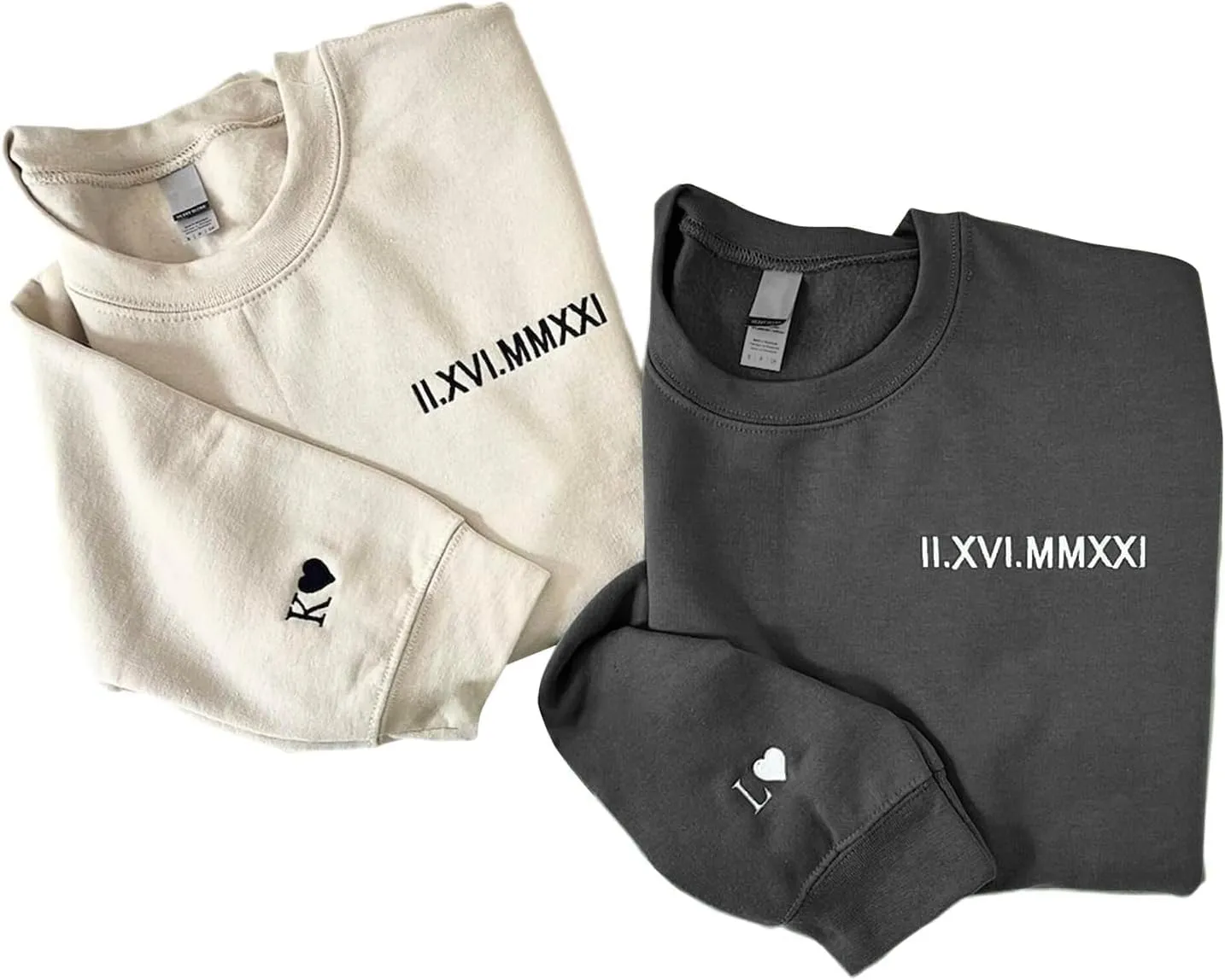 Custom Embroidered Roman Numerals Sweatshirt, Custom Embroidered Couple Sweatshirt, Matching Couples Sweatshirts, Christmas, Valentine Boyfriend Gifts, Gifts for Him, Girlfriend, Boyfriend Sweatshirt
