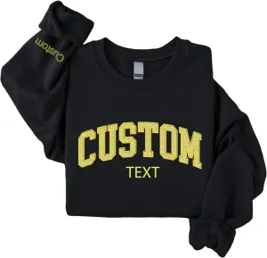 Custom Embroidered With Filled Glitter Sweatshirt, Embroidered Scripted Glitter Hoodie, Embroidery College Sweatshirt, Custom Sports Team Sweaters, Sparkly Shirt Multi