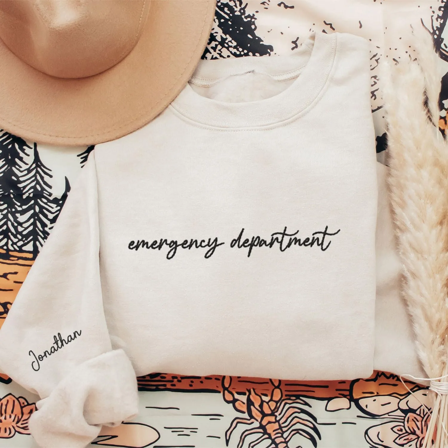 Custom Emergency Department Embroidered Crewneck Sweatshirt RN ER Nurse Shirt Emergency Nurses Life Hoodie Gifts