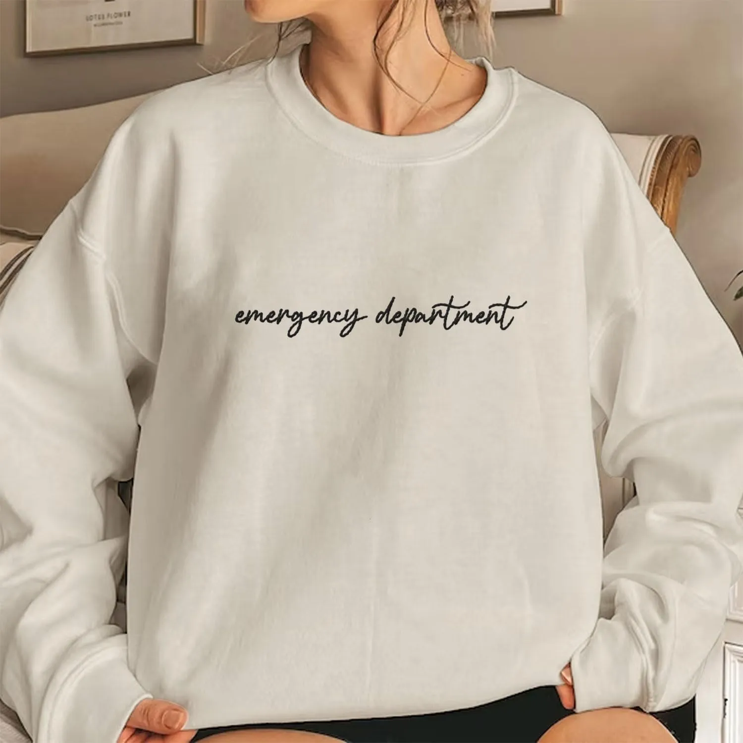 Custom Emergency Department Embroidered Crewneck Sweatshirt RN ER Nurse Shirt Emergency Nurses Life Hoodie Gifts