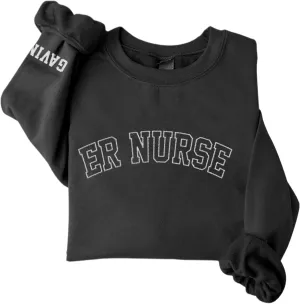 Custom Emergency Department Embroidered Crewneck Sweatshirt RN ER Nurse Shirt Emergency Nurses Life Hoodie Gifts