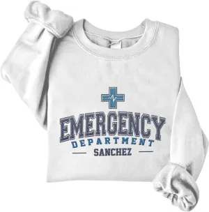 Custom Emergency Department Embroidered Crewneck Sweatshirt RN ER Nurse Shirt Emergency Nurses Life Hoodie Gifts