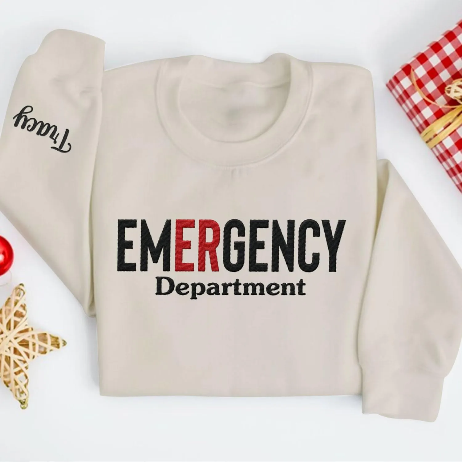 Custom Emergency Department Embroidered Crewneck Sweatshirt RN ER Nurse Shirt Emergency Nurses Life Hoodie Gifts