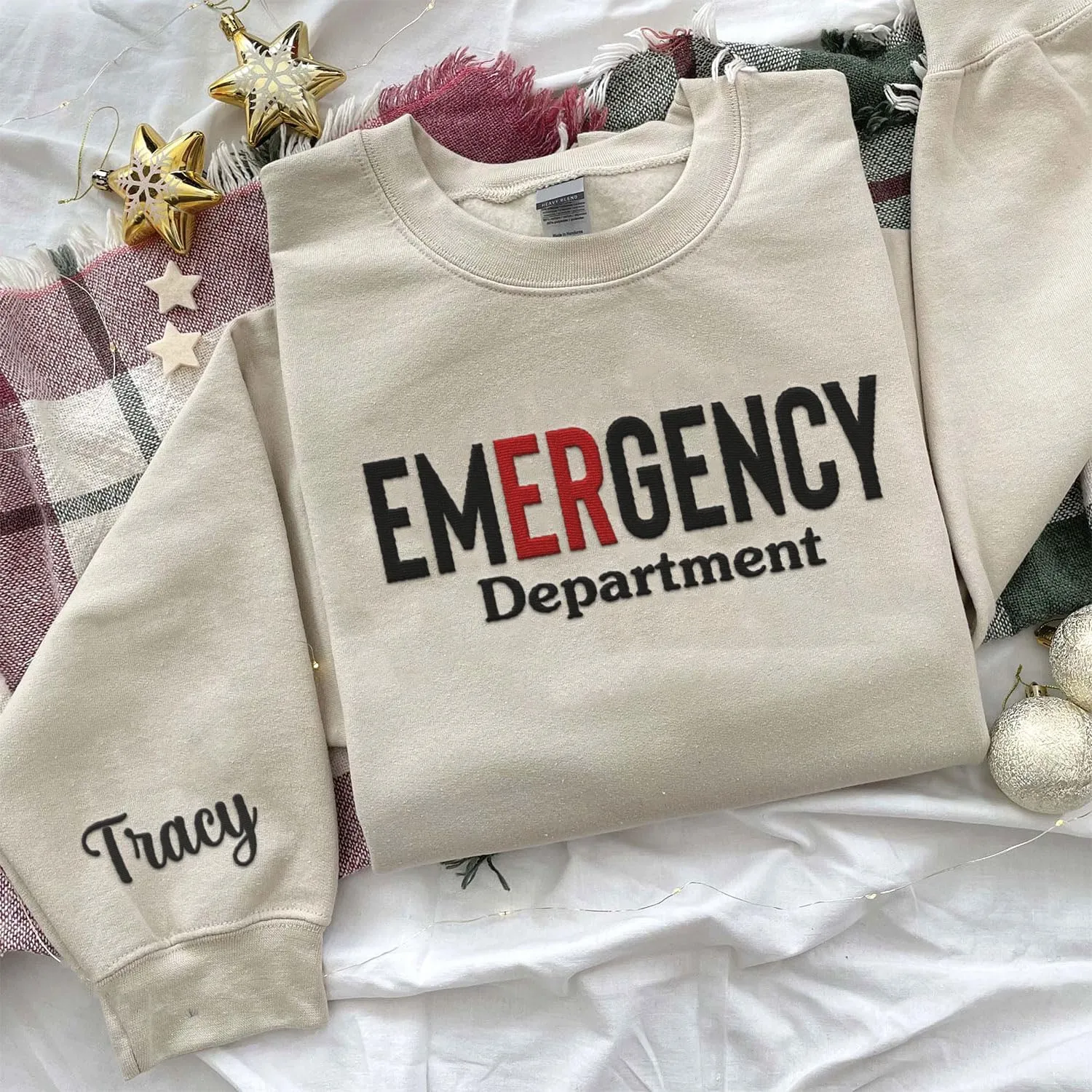 Custom Emergency Department Embroidered Crewneck Sweatshirt RN ER Nurse Shirt Emergency Nurses Life Hoodie Gifts