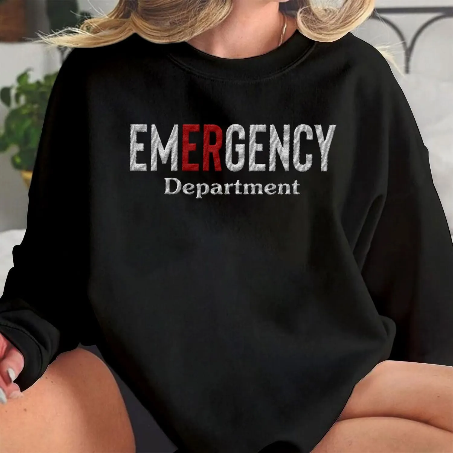 Custom Emergency Department Embroidered Crewneck Sweatshirt RN ER Nurse Shirt Emergency Nurses Life Hoodie Gifts