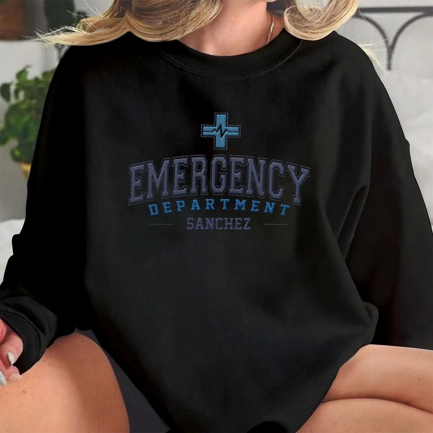 Custom Emergency Department Embroidered Crewneck Sweatshirt RN ER Nurse Shirt Emergency Nurses Life Hoodie Gifts