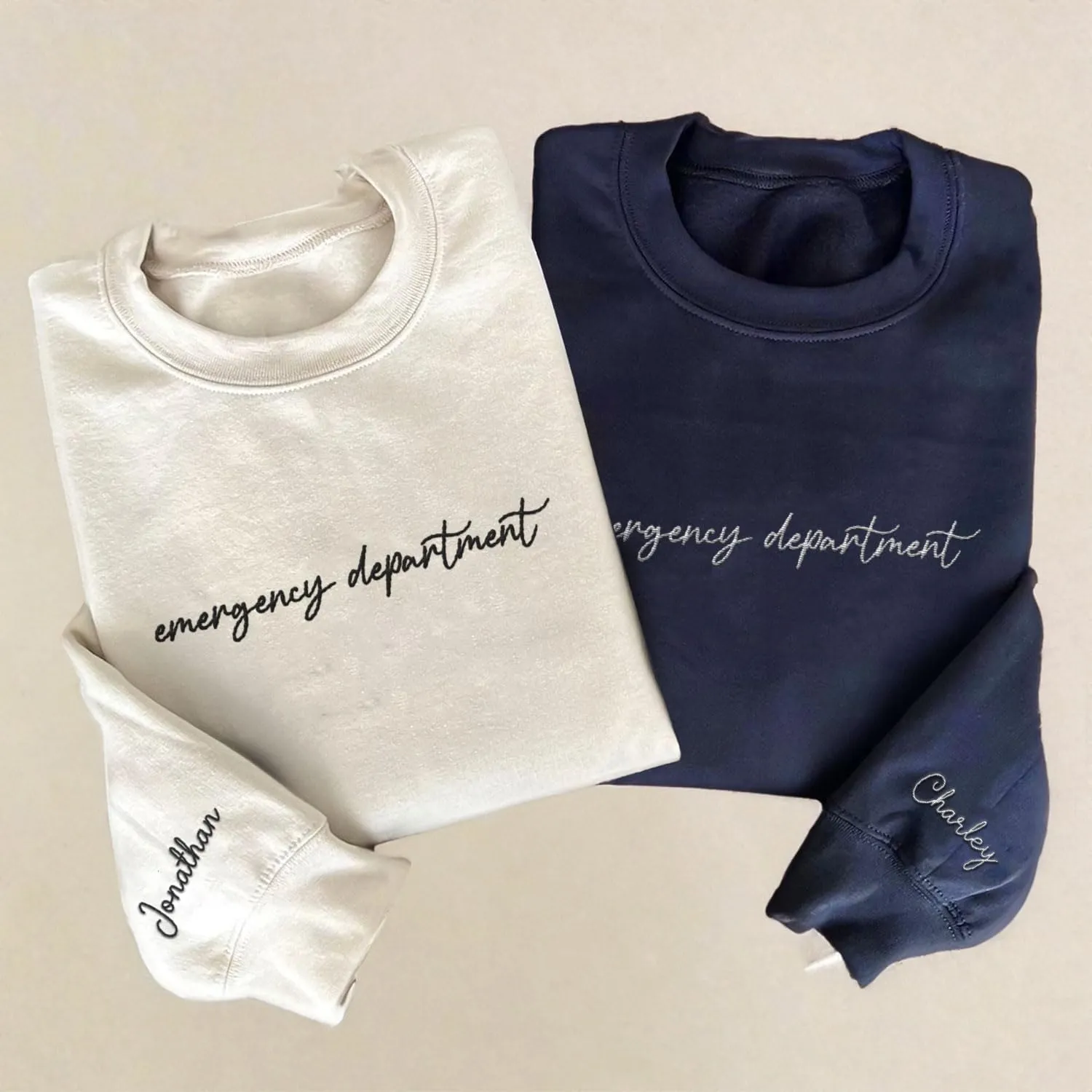 Custom Emergency Department Embroidered Crewneck Sweatshirt RN ER Nurse Shirt Emergency Nurses Life Hoodie Gifts
