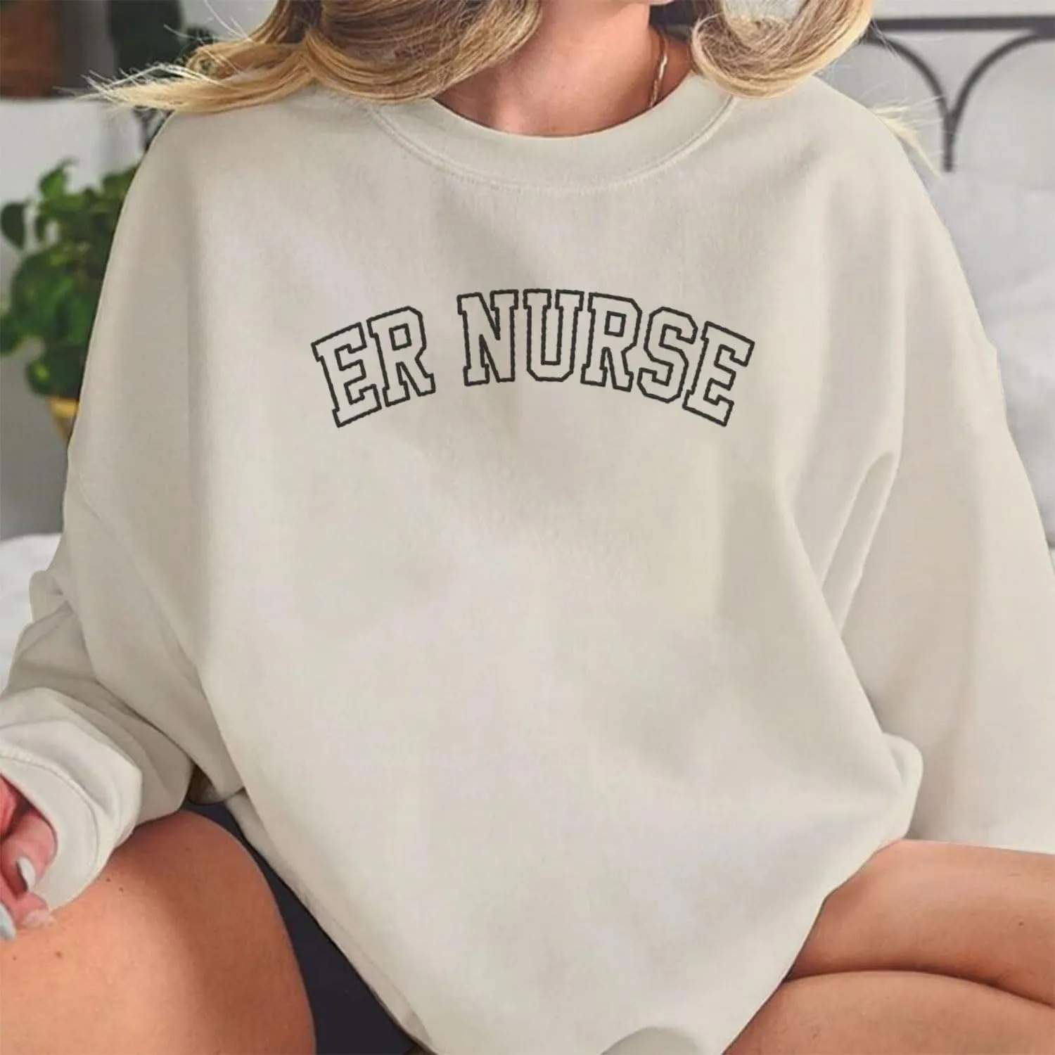 Custom Emergency Department Embroidered Crewneck Sweatshirt RN ER Nurse Shirt Emergency Nurses Life Hoodie Gifts