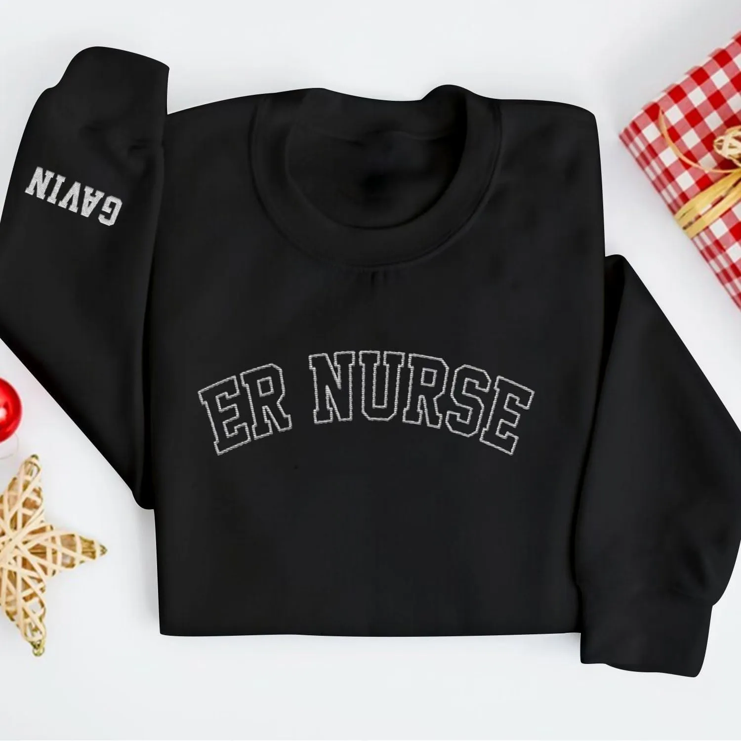 Custom Emergency Department Embroidered Crewneck Sweatshirt RN ER Nurse Shirt Emergency Nurses Life Hoodie Gifts