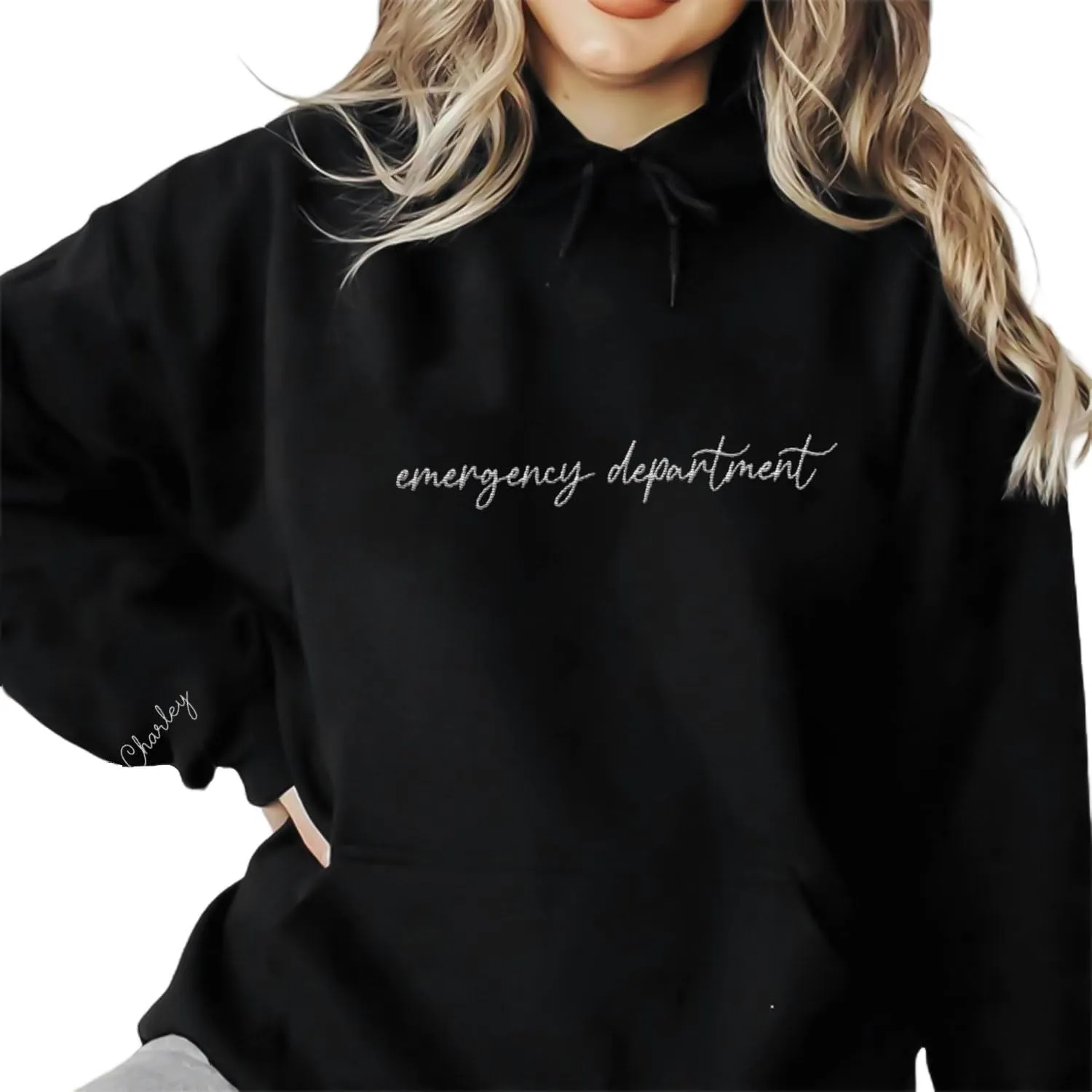 Custom Emergency Department Embroidered Crewneck Sweatshirt RN ER Nurse Shirt Emergency Nurses Life Hoodie Gifts
