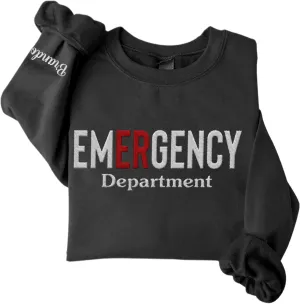 Custom Emergency Department Embroidered Crewneck Sweatshirt RN ER Nurse Shirt Emergency Nurses Life Hoodie Gifts