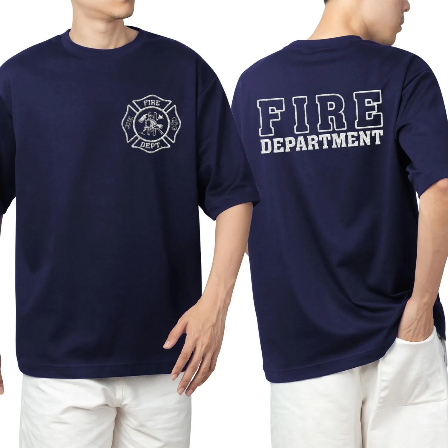 Custom Firefighter Logo Embroidered Shirt Fireman with American Flag Thin Red Line Personalized Fire Dept. Symbol Sweatshirt