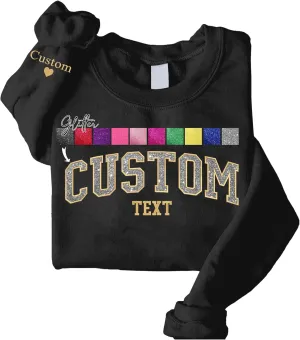Custom Sweatshirt Womens Glitter, Custom Crewneck Sweatshirt, Glitter Sweaters For Women, Custom Sweatshirts For Women, Custom Hoodies Design Your Own, Embroidered Sweaters, Holiday, Christmas