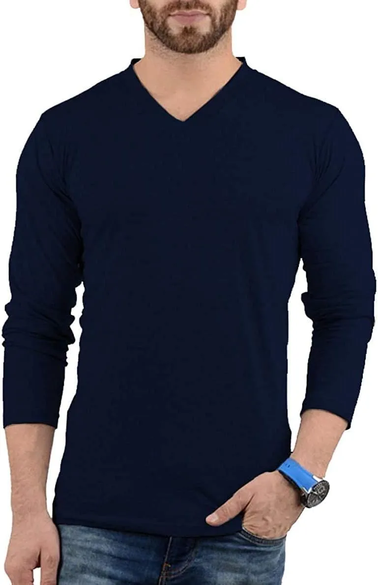 Decrum Long Sleeves Shirts for Men - Pack of 3 V-Neck Soft Breathable Full Sleeve T Shirt Mens Multipack