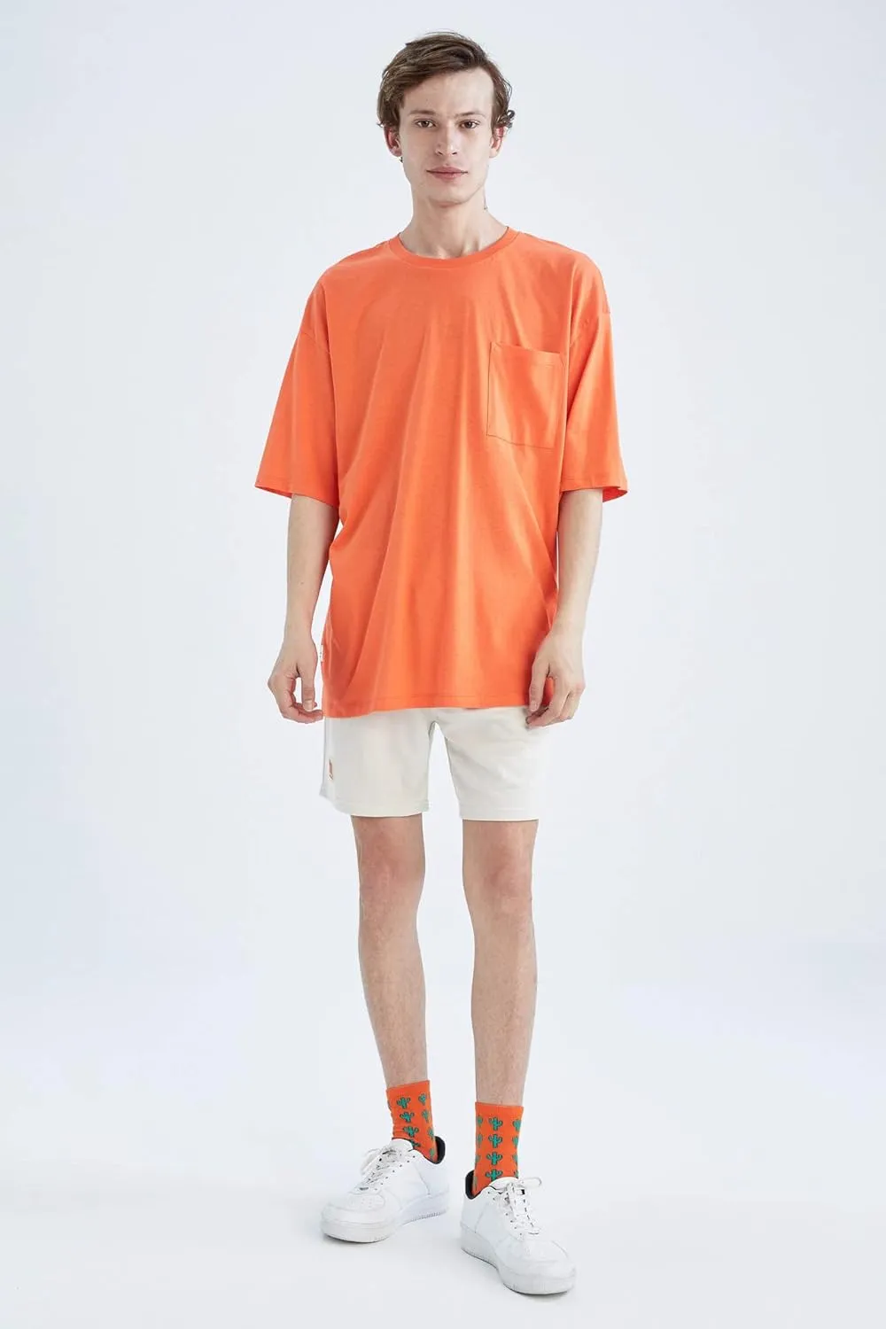 DeFacto Young Men Short Sleeve Crew Neck Oversized Tshirts 100% Cotton – Young Men Oversized Crew Neck T-Shirts