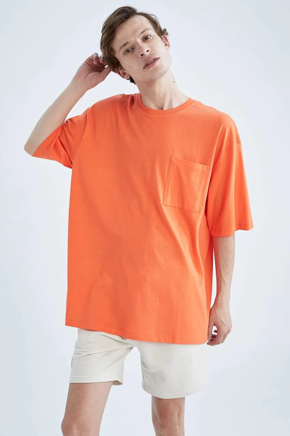DeFacto Young Men Short Sleeve Crew Neck Oversized Tshirts 100% Cotton – Young Men Oversized Crew Neck T-Shirts