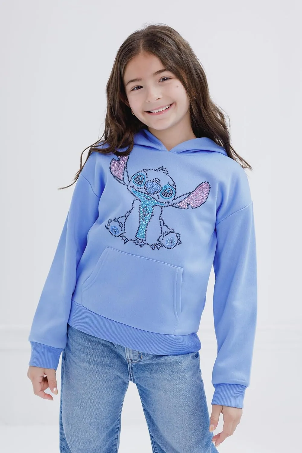Disney Lilo & Stitch Girls French Terry Crossover Hoodie Toddler to Big Kid