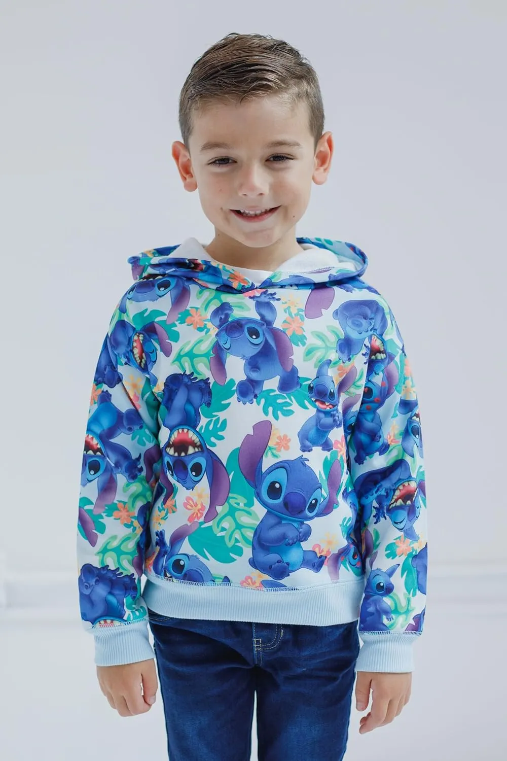 Disney Lilo & Stitch Girls French Terry Crossover Hoodie Toddler to Big Kid