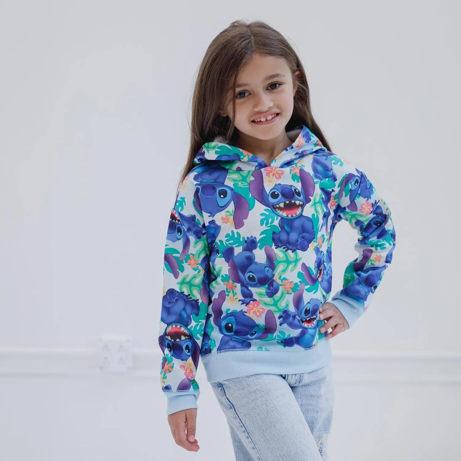Disney Lilo & Stitch Girls French Terry Crossover Hoodie Toddler to Big Kid