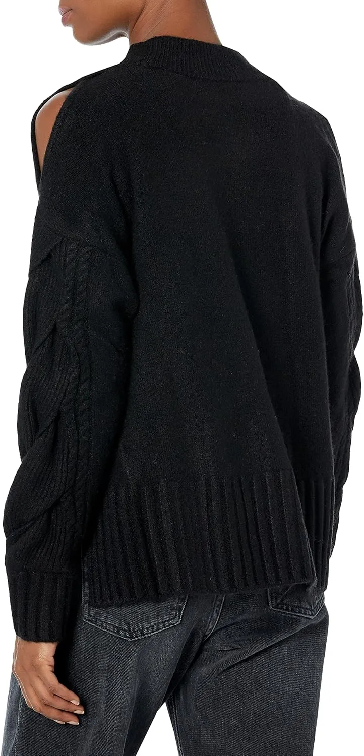 DKNY Women's Mock Neck Split Shoulder Cozy Sweater