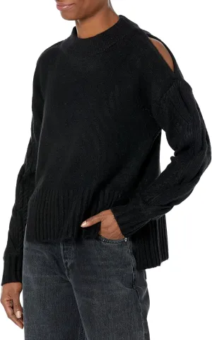 DKNY Women's Mock Neck Split Shoulder Cozy Sweater