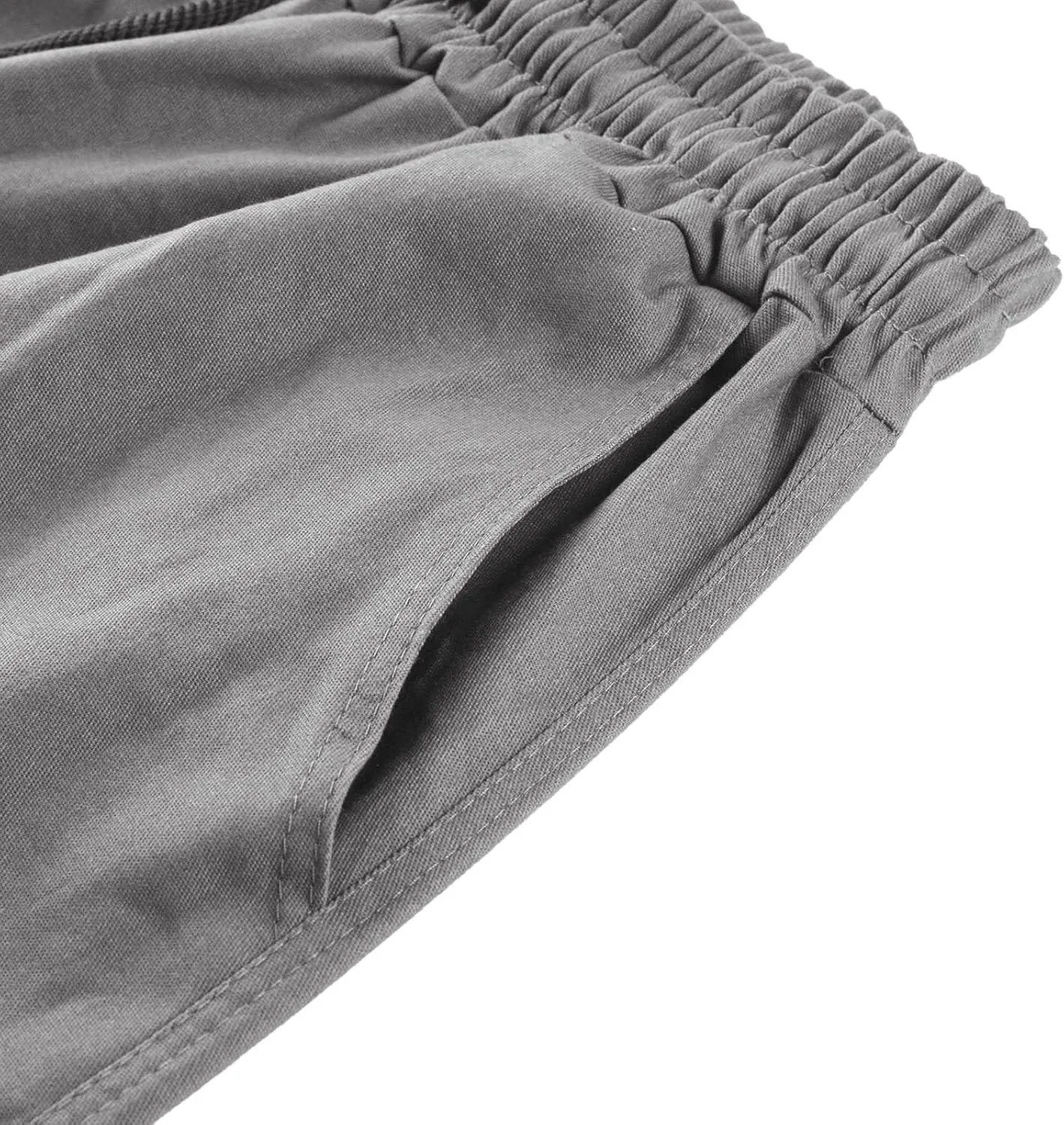 Elastic Waist Cargo Pants for Men Relaxed Fit Tactical Hiking Pants Casual Work Trousers Drawstring Travel Pants