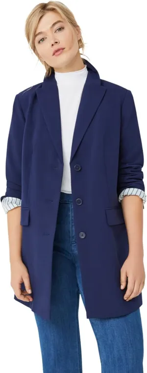 ellos Women's Plus Size Long Boyfriend Blazer Relaxed Fit Jacket Work & Casual