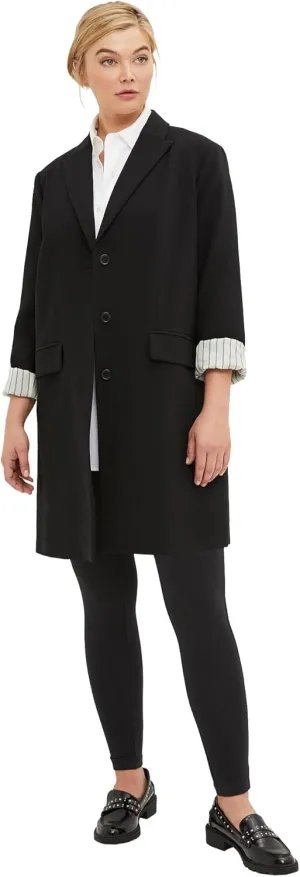 ellos Women's Plus Size Long Boyfriend Blazer Relaxed Fit Jacket Work & Casual