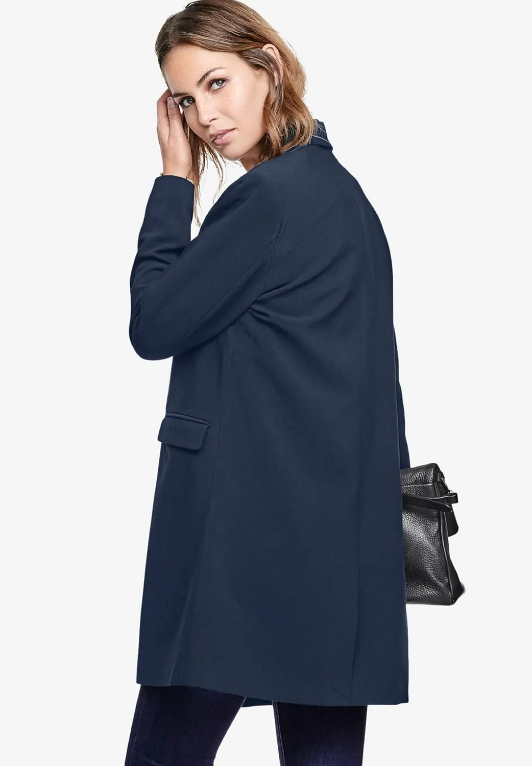 ellos Women's Plus Size Long Boyfriend Blazer Relaxed Fit Jacket Work & Casual