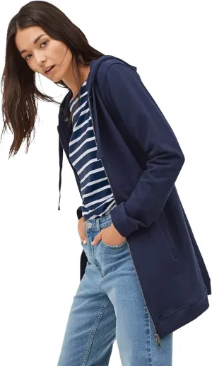 ellos Women's Plus Size Long Zip Front Hoodie French Terry Long Oversized Lightweight Jacket