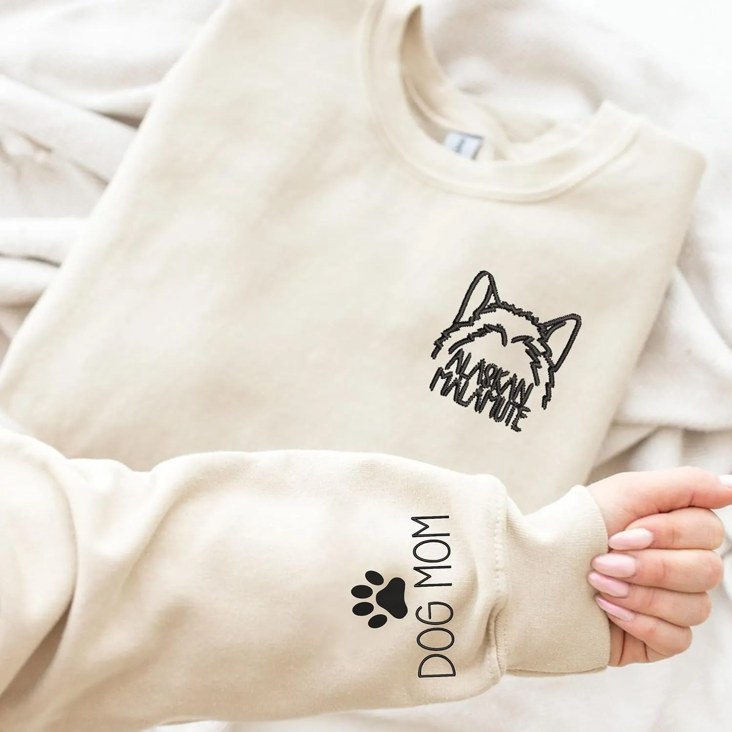 Embroidered Sweatshirt, Dog Mama Sweatshirt Women, Personalized Gift for Dog Lover, Dog Dad Sweatshirts