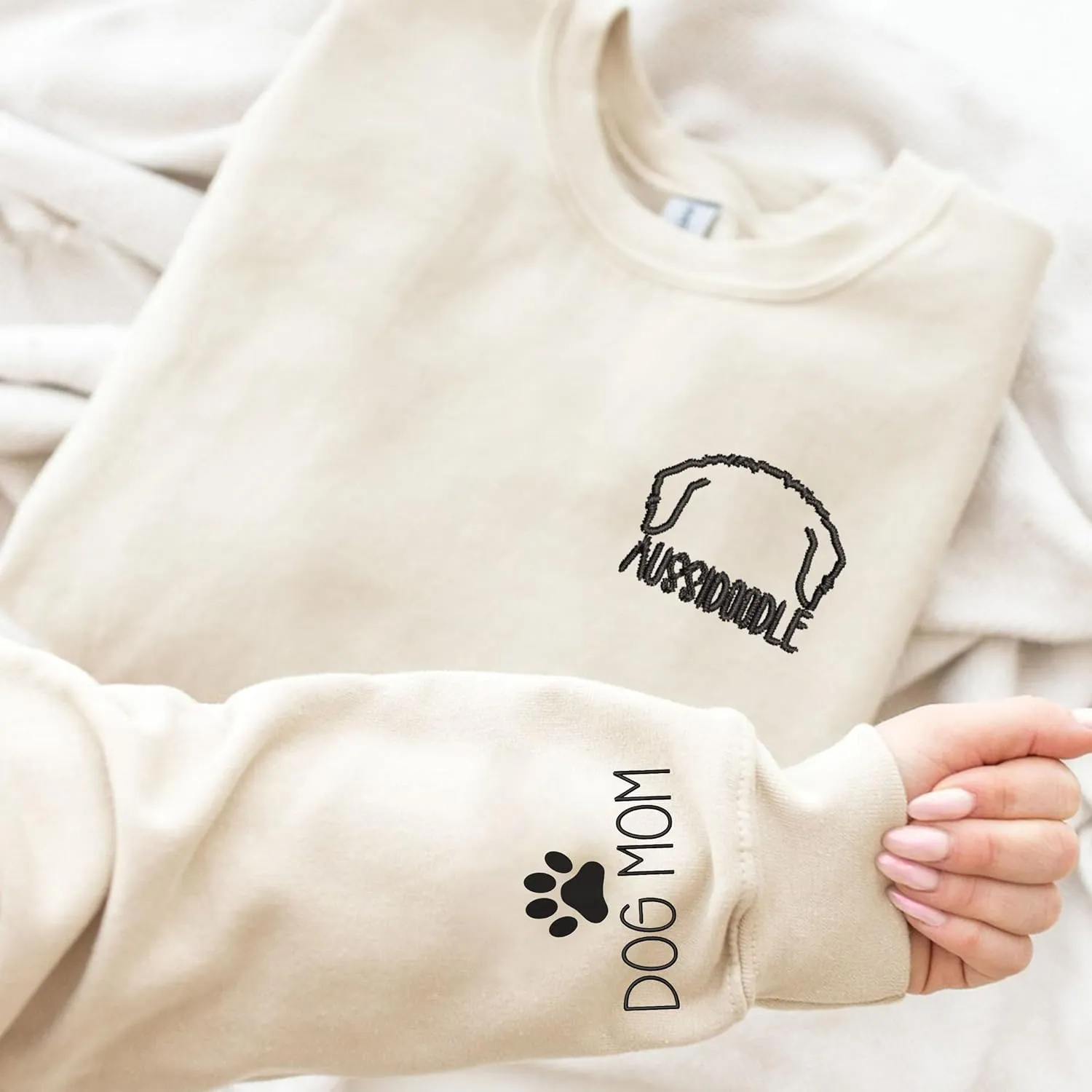 Embroidered Sweatshirt, Dog Mama Sweatshirt Women, Personalized Gift for Dog Lover, Dog Dad Sweatshirts
