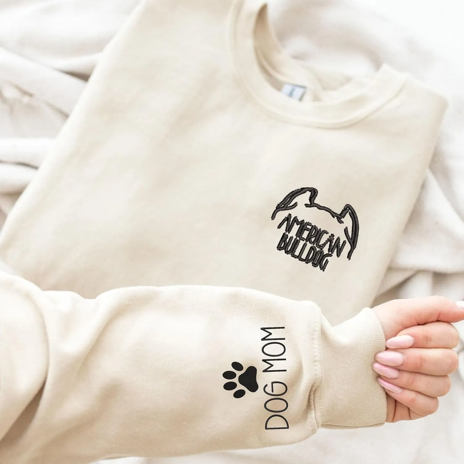 Embroidered Sweatshirt, Dog Mama Sweatshirt Women, Personalized Gift for Dog Lover, Dog Dad Sweatshirts