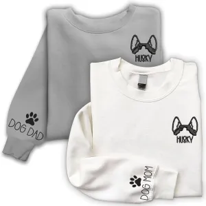 Embroidered Sweatshirt, Dog Mama Sweatshirt Women, Personalized Gift for Dog Lover, Dog Dad Sweatshirts
