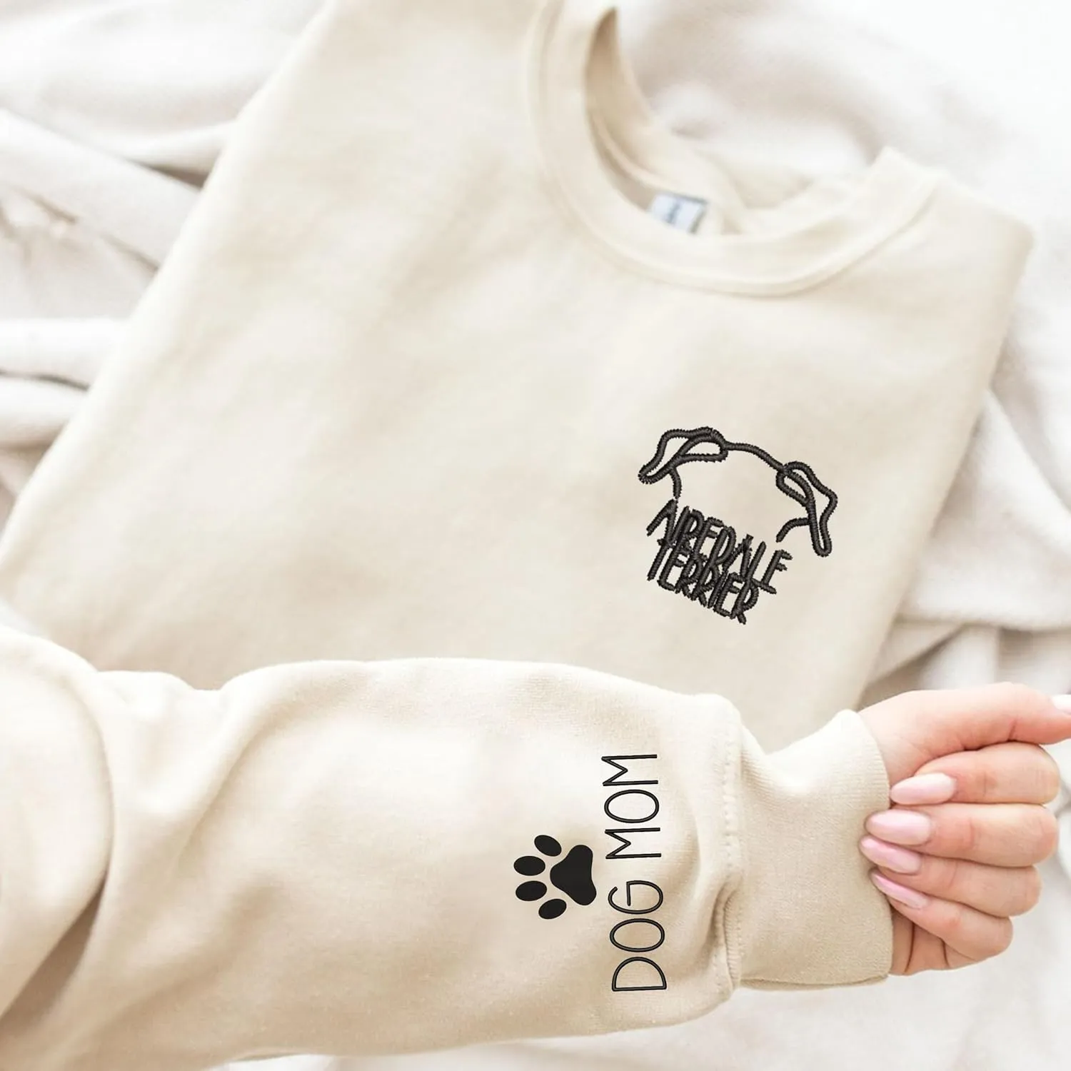 Embroidered Sweatshirt, Dog Mama Sweatshirt Women, Personalized Gift for Dog Lover, Dog Dad Sweatshirts