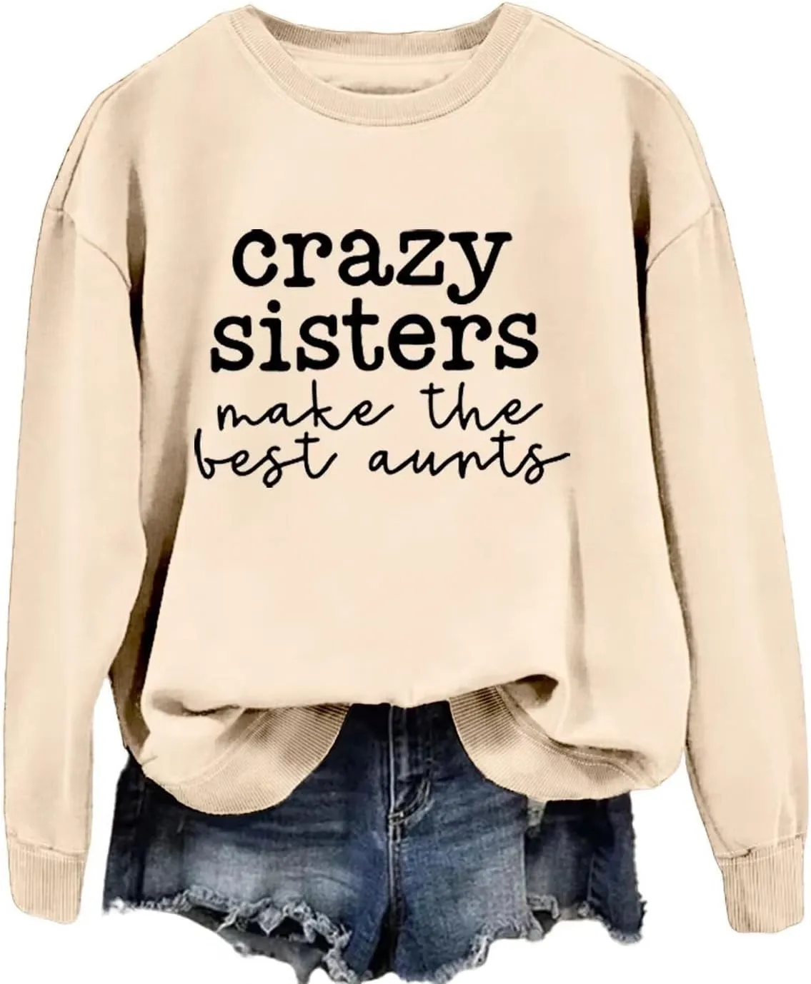 Fashion Sweatshirt for Women Funny Letter Print Regular Fit Long Sleeve Crewneck Pullovers Lightweight Hoodless Tops