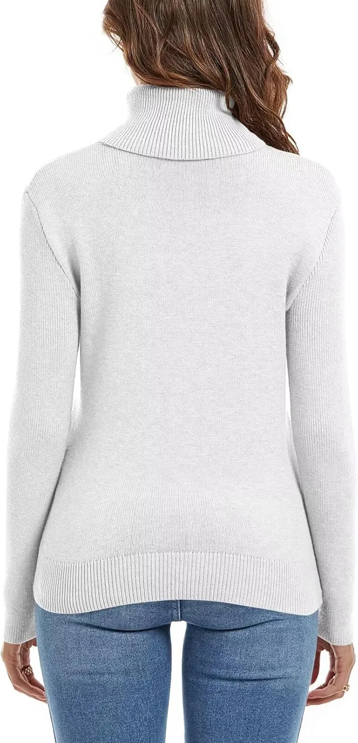 FEKOAFE Sweaters for Women 2025 Long Sleeve Ribbed Knit Solid Color Turtleneck 2025 Fall Winter Pullover Sweaters