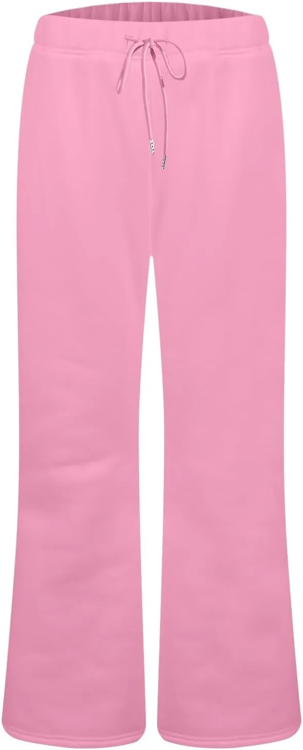 Flare Sweatpants Women Baggy Drawstring High Waisted Wide Leg Pants Casual Athletic Track Lounge Pants with Pockets