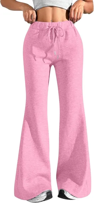 Flare Sweatpants Women Baggy Drawstring High Waisted Wide Leg Pants Casual Athletic Track Lounge Pants with Pockets