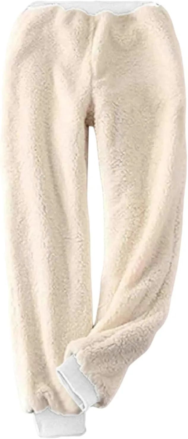Fleece Lined Leggings Women Pink Graphic Winter Warm Sherpa Lined Sweatpants Thermal Leggings Joggers with Pockets