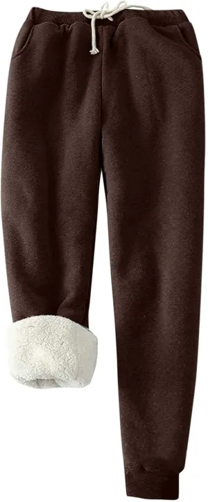 Fleece Lined Pants Women Winter Lightweight Warm Sweatpants with Pockets for Men Women Jogger Sweatpants